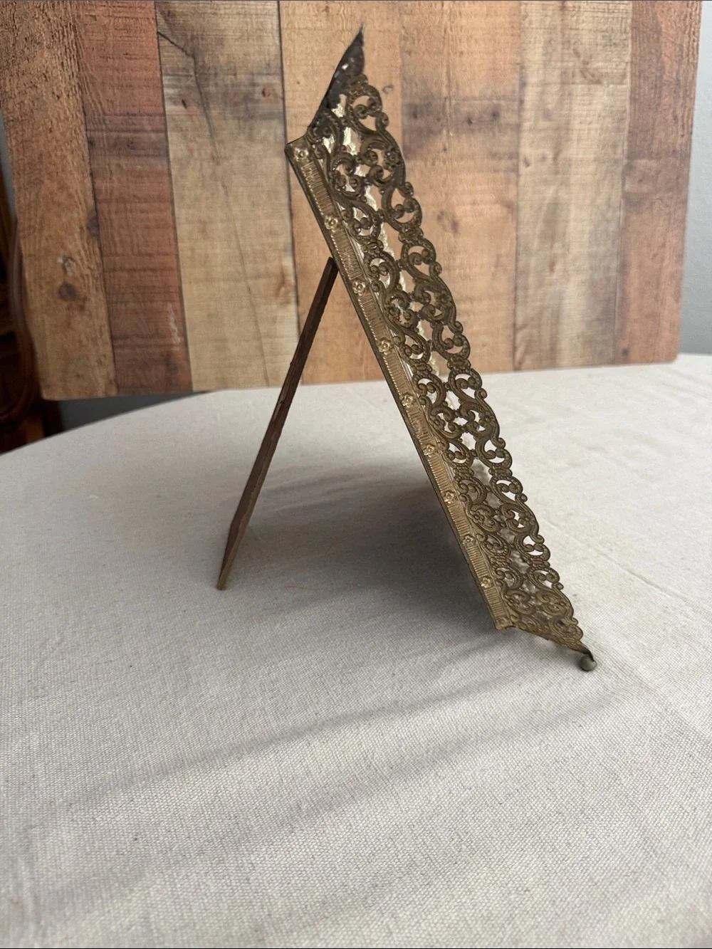 Vintage Brass Toned Filigree Frame with a Botanical Print